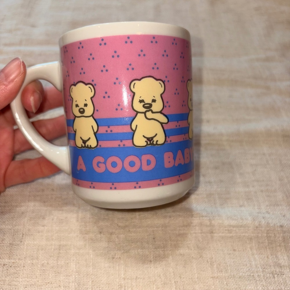 Abbey Press Vintage Teddy Bear Mug A Good Babysitter Is A Blessing‎ Pink Blue